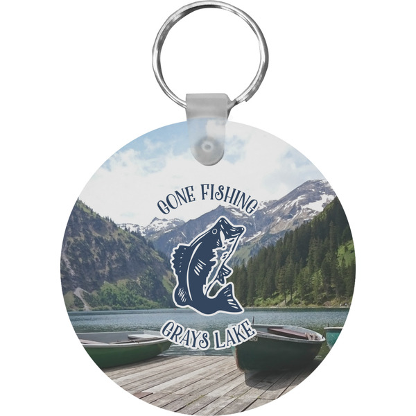Custom Gone Fishing Round Plastic Keychain (Personalized)