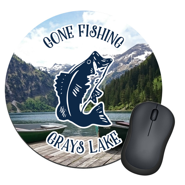 Custom Gone Fishing Round Mouse Pad (Personalized)
