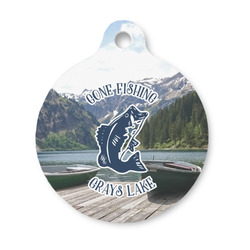 Gone Fishing Round Pet ID Tag - Small (Personalized)