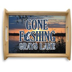 Gone Fishing Natural Wooden Tray - Large (Personalized)
