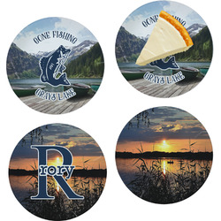 Gone Fishing Set of 4 Glass Appetizer / Dessert Plate 8" (Personalized)