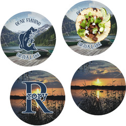 Gone Fishing Set of 4 Glass Lunch / Dinner Plate 10" (Personalized)