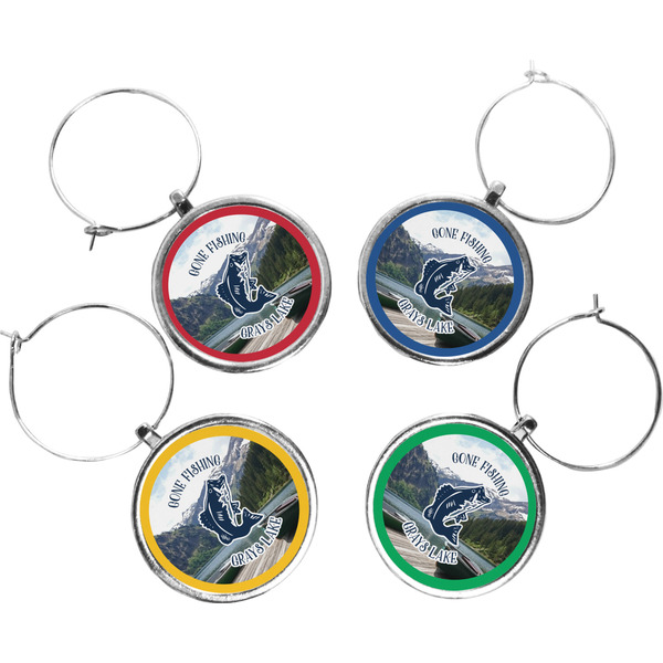 Custom Gone Fishing Wine Charms (Set of 4) (Personalized)