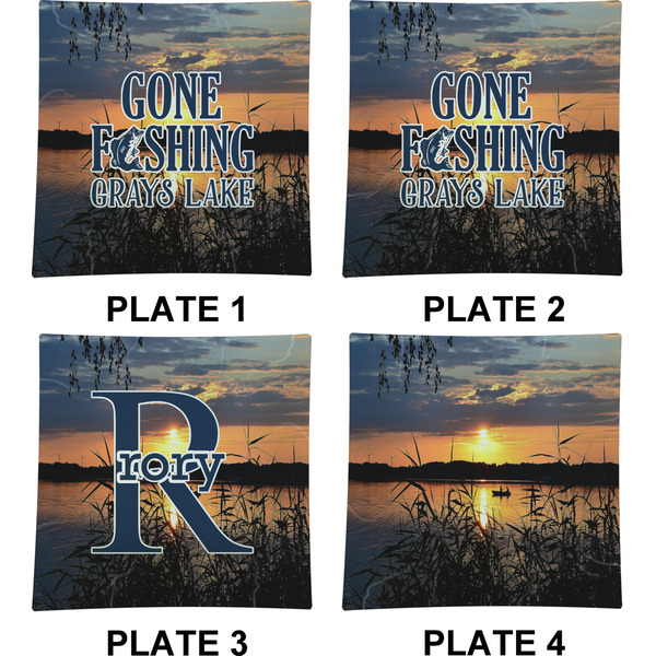 Hunting / Fishing Quotes and Sayings Set of Square Dinner Plates (Approval)