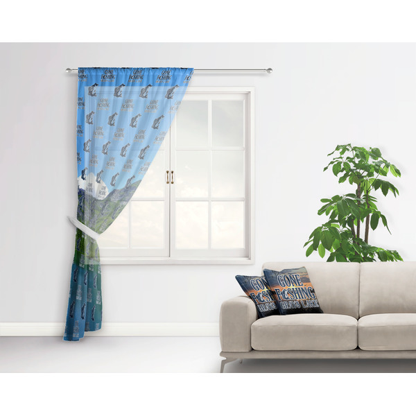 Hunting / Fishing Quotes and Sayings Sheer Curtain With Window and Rod - in Room Matching Pillow