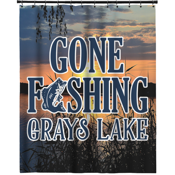 Custom Gone Fishing Extra Long Shower Curtain - 70"x84" (Personalized)