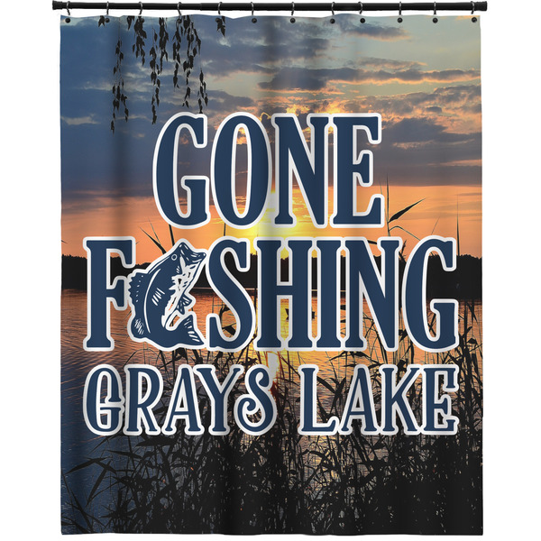 Custom Gone Fishing Extra Long Shower Curtain - 70"x84" (Personalized)