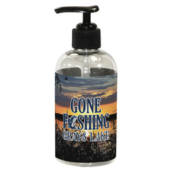 Gone Fishing Plastic Soap / Lotion Dispenser (8 oz - Small - Black) (Personalized)