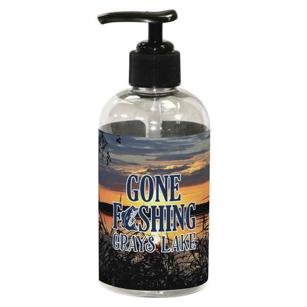 Custom Gone Fishing Plastic Soap / Lotion Dispenser (8 oz - Small - Black) (Personalized)