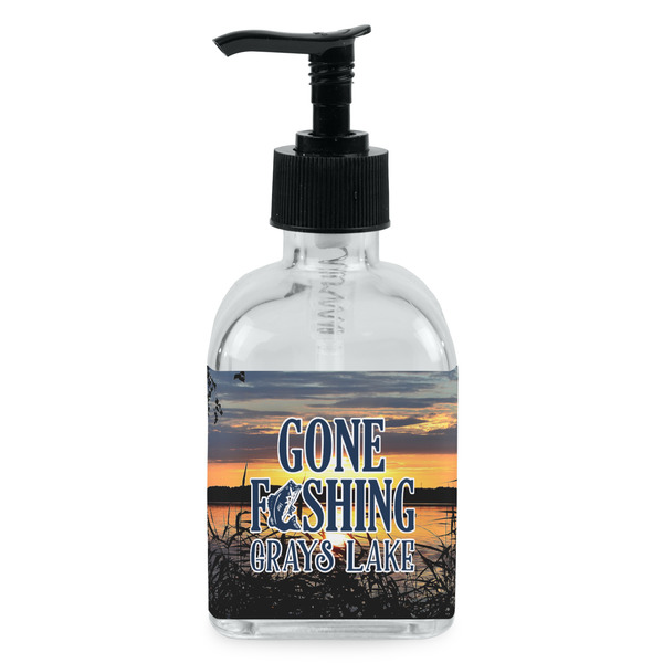 Custom Gone Fishing Glass Soap & Lotion Bottle - Single Bottle (Personalized)