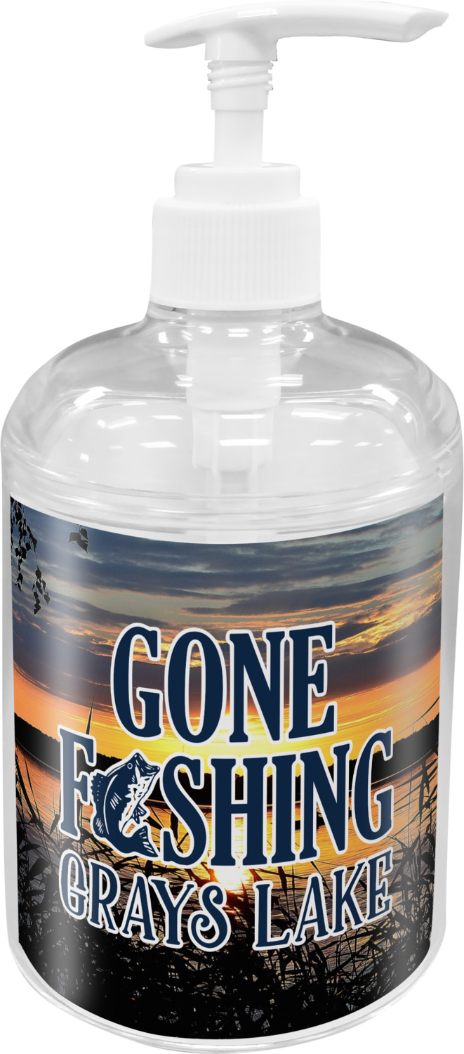 Custom Gone Fishing Acrylic Soap & Lotion Bottle (Personalized