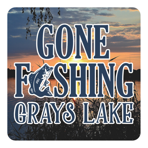 Custom Gone Fishing Square Decal (Personalized)
