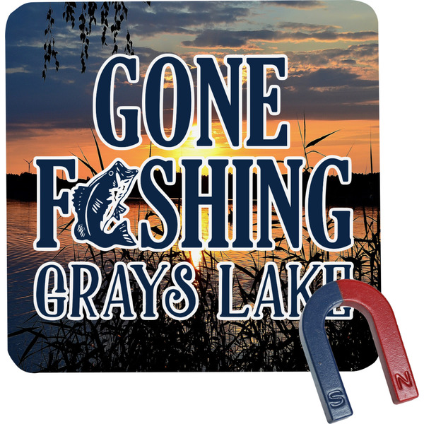 Custom Gone Fishing Square Fridge Magnet (Personalized)