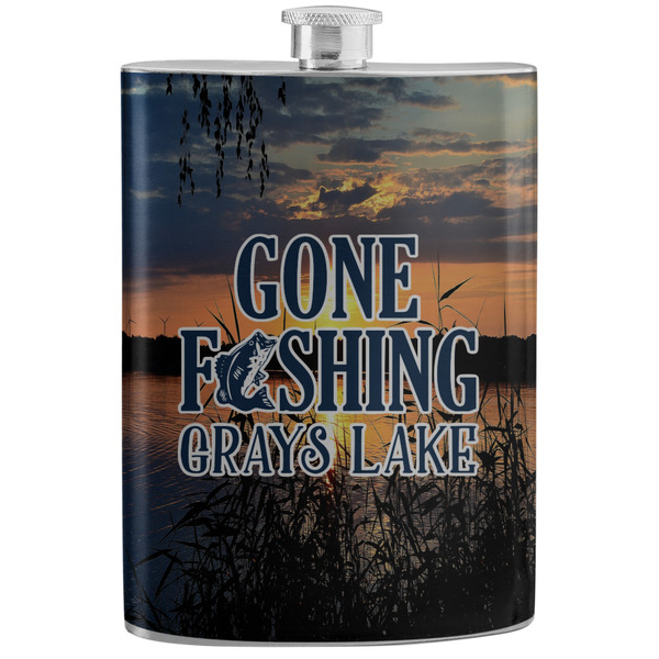 Custom Gone Fishing Stainless Steel Flask (Personalized)