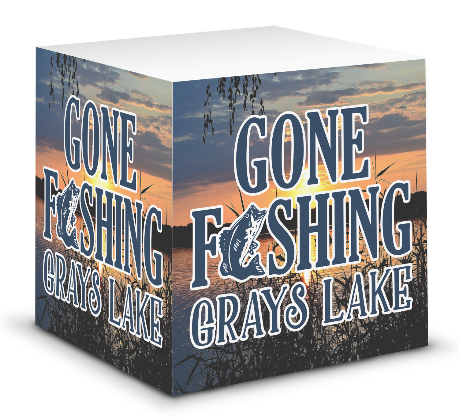Gone Fishing Design Custom Sticky Note Cube