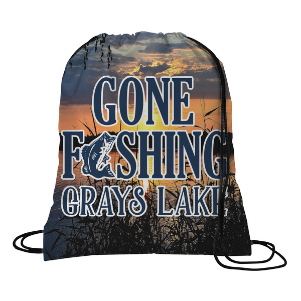 Custom Gone Fishing Drawstring Backpack - Medium (Personalized)