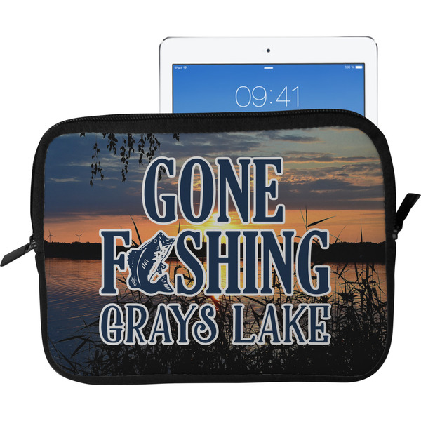Custom Gone Fishing Tablet Case / Sleeve - Large (Personalized)
