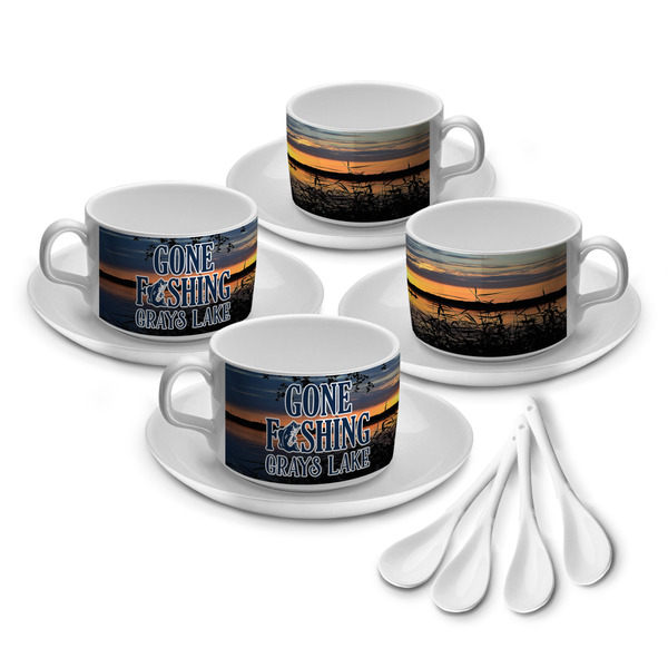 Custom Gone Fishing Tea Cup - Set of 4 (Personalized)