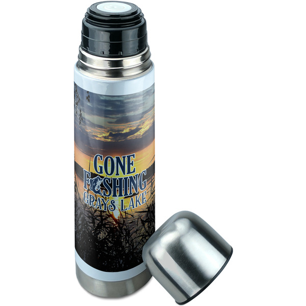 Hunting / Fishing Quotes and Sayings Thermos - Lid Off
