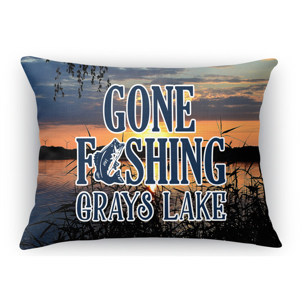 Custom Gone Fishing Rectangular Throw Pillow Case (Personalized)