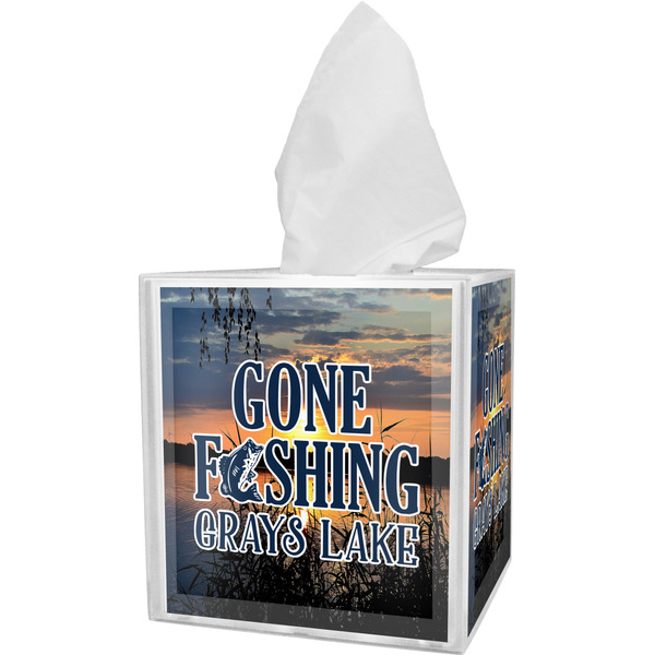 Custom Gone Fishing Tissue Box Cover (Personalized)