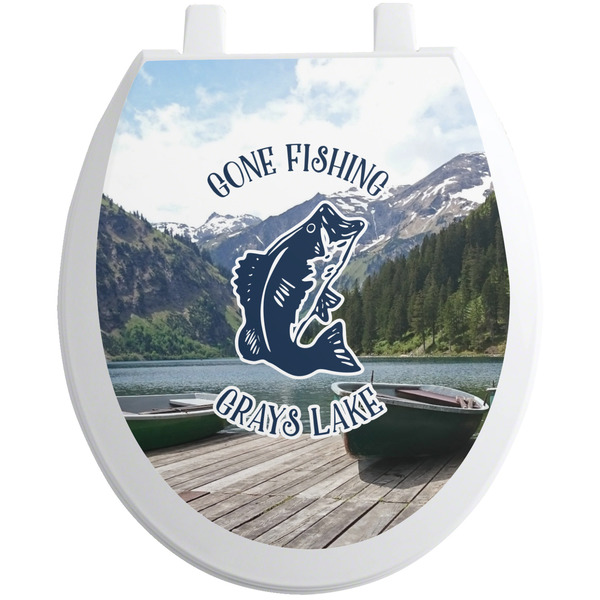 Custom Gone Fishing Toilet Seat Decal - Round (Personalized)