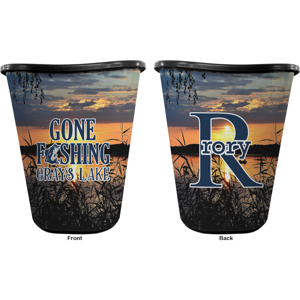 Hunting / Fishing Quotes and Sayings Trash Can Black - Front and Back - Apvl