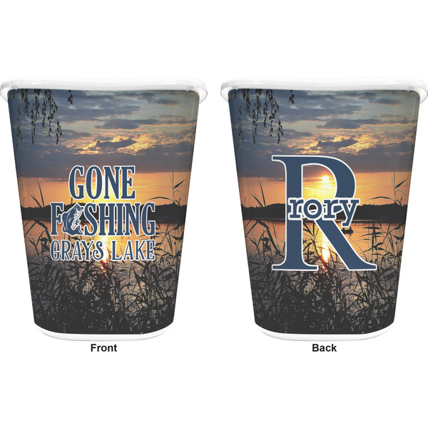 Hunting / Fishing Quotes and Sayings Trash Can White - Front and Back - Apvl