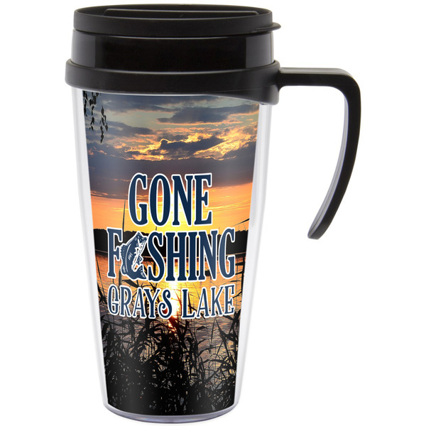 Custom Gone Fishing Acrylic Travel Mug with Handle (Personalized)