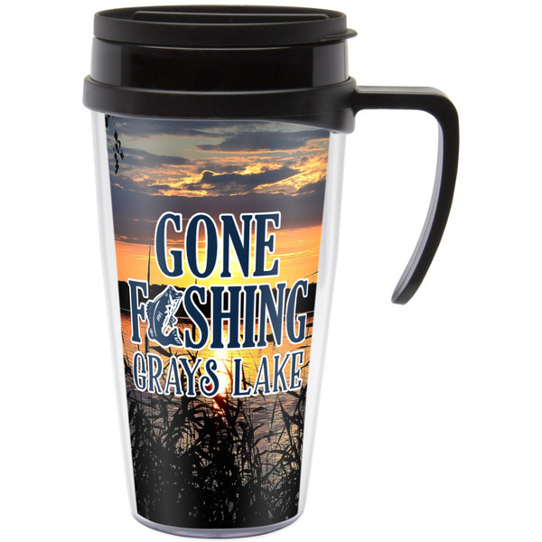 Custom Gone Fishing Acrylic Travel Mug with Handle (Personalized)