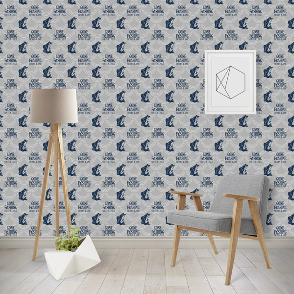 Custom Gone Fishing Wallpaper & Surface Covering (Water Activated - Removable)