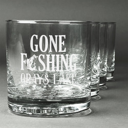 Gone Fishing Whiskey Glasses (Set of 4) (Personalized)