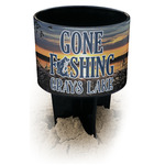 Gone Fishing Black Beach Spiker Drink Holder (Personalized)