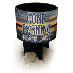 Gone Fishing Black Beach Spiker Drink Holder (Personalized)