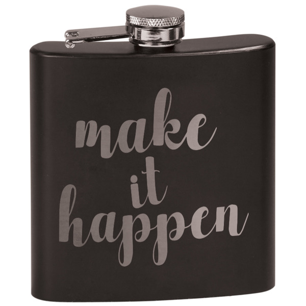 Custom Inspirational Quotes and Sayings Black Flask Set