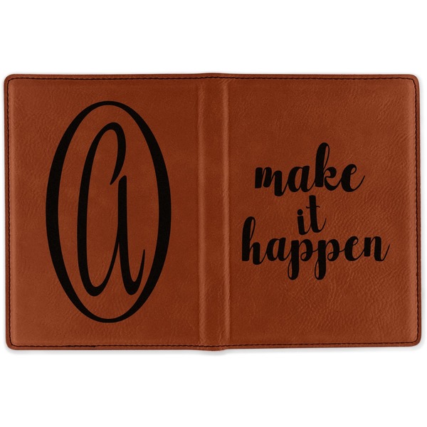 Inspirational Quotes and Sayings Cognac Leather Passport Holder Outside Double Sided - Apvl