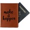 Inspirational Quotes and Sayings Cognac Leather Passport Holder With Passport - Main