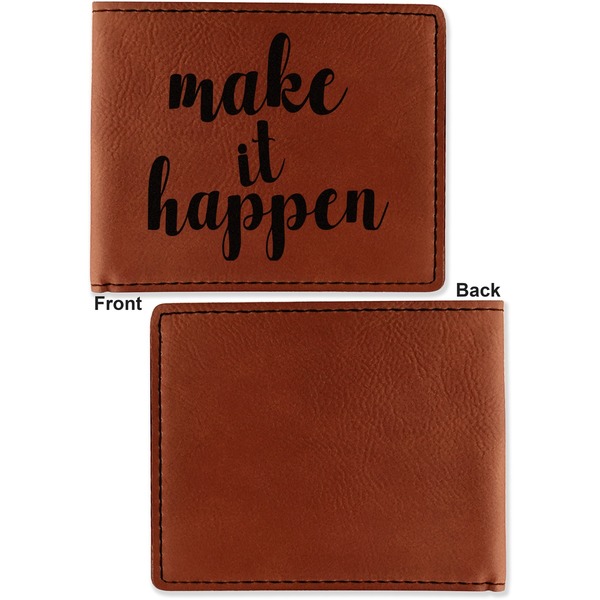 Inspirational Quotes and Sayings Cognac Leatherette Bifold Wallets - Front and Back Single Sided - Apvl