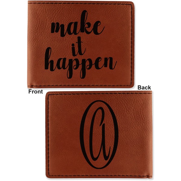 Inspirational Quotes and Sayings Cognac Leatherette Bifold Wallets - Front and Back