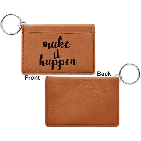 Inspirational Quotes and Sayings Cognac Leatherette Keychain ID Holders - Front Apvl