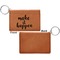 Inspirational Quotes and Sayings Cognac Leatherette Keychain ID Holders - Front Apvl