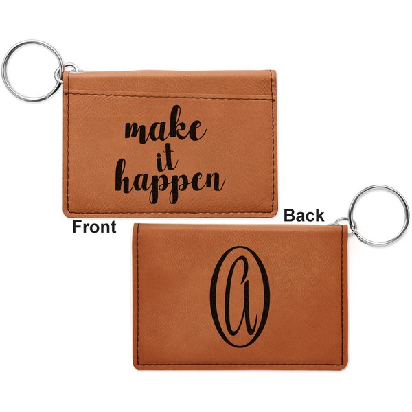 Inspirational Quotes and Sayings Cognac Leatherette Keychain ID Holders - Front and Back Apvl