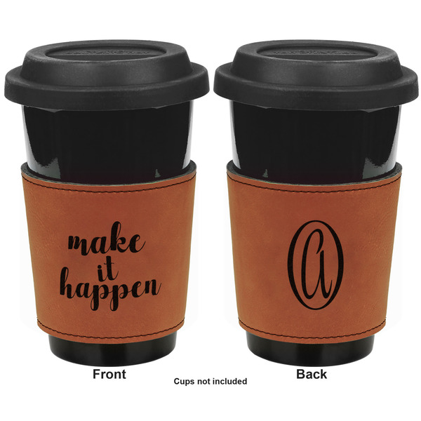 Inspirational Quotes and Sayings Cognac Leatherette Mug Sleeve - Double Sided Apvl