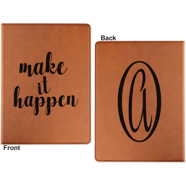 Inspirational Quotes and Sayings Cognac Leatherette Portfolios with Notepad - Large - Double Sided - Apvl