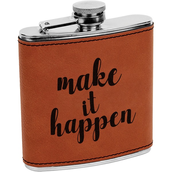 Custom Inspirational Quotes and Sayings Leatherette Wrapped Stainless Steel Flask