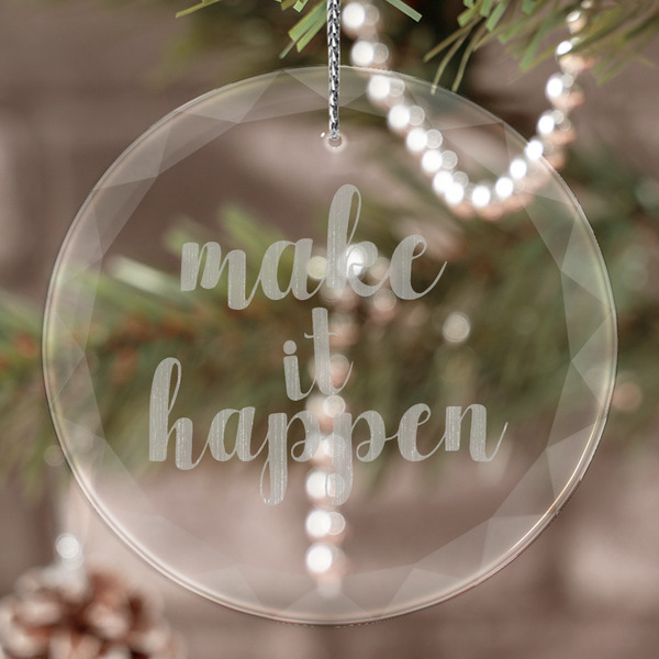 Custom Inspirational Quotes and Sayings Engraved Glass Ornament