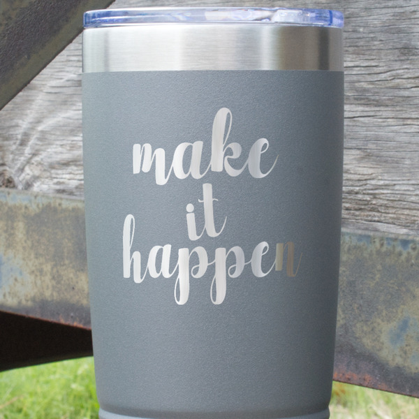 Inspirational Quotes and Sayings Gray Polar Camel Tumbler - 20oz - Close Up