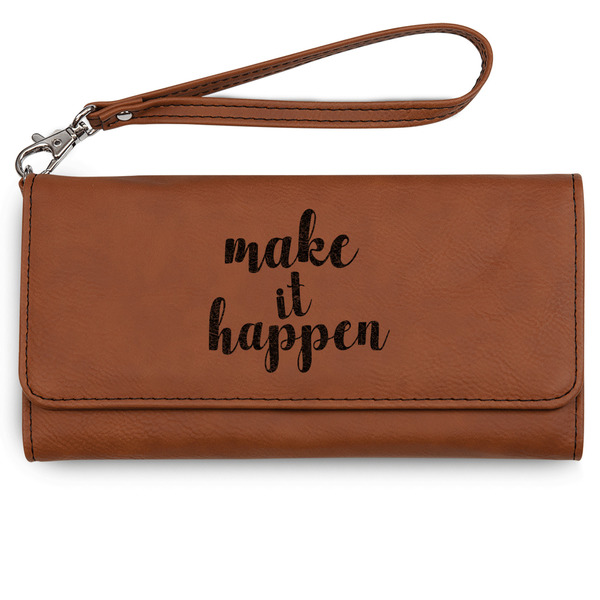 Custom Inspirational Quotes and Sayings Ladies Leatherette Wallet - Laser Engraved - Rawhide
