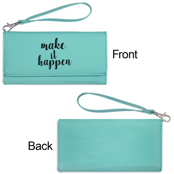 Inspirational Quotes and Sayings Ladies Wallets - Faux Leather - Teal - Front & Back View