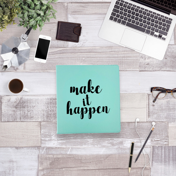 Inspirational Quotes and Sayings Leather Binder - 1" - Teal - Lifestyle View